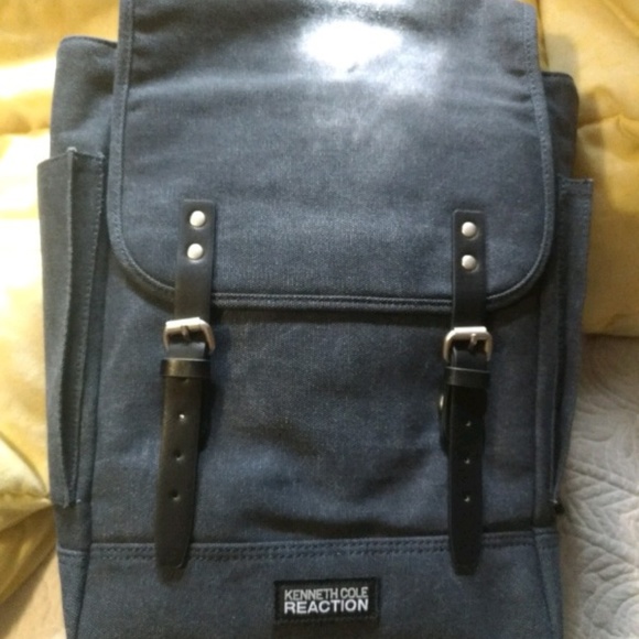 Canvas Flap Over Backpack 14.1 Inch Navy Blue - Picture 1 of 7